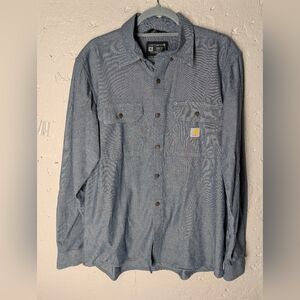 Carhartt Blue Loose Fit Button Up Men's Work Shirt